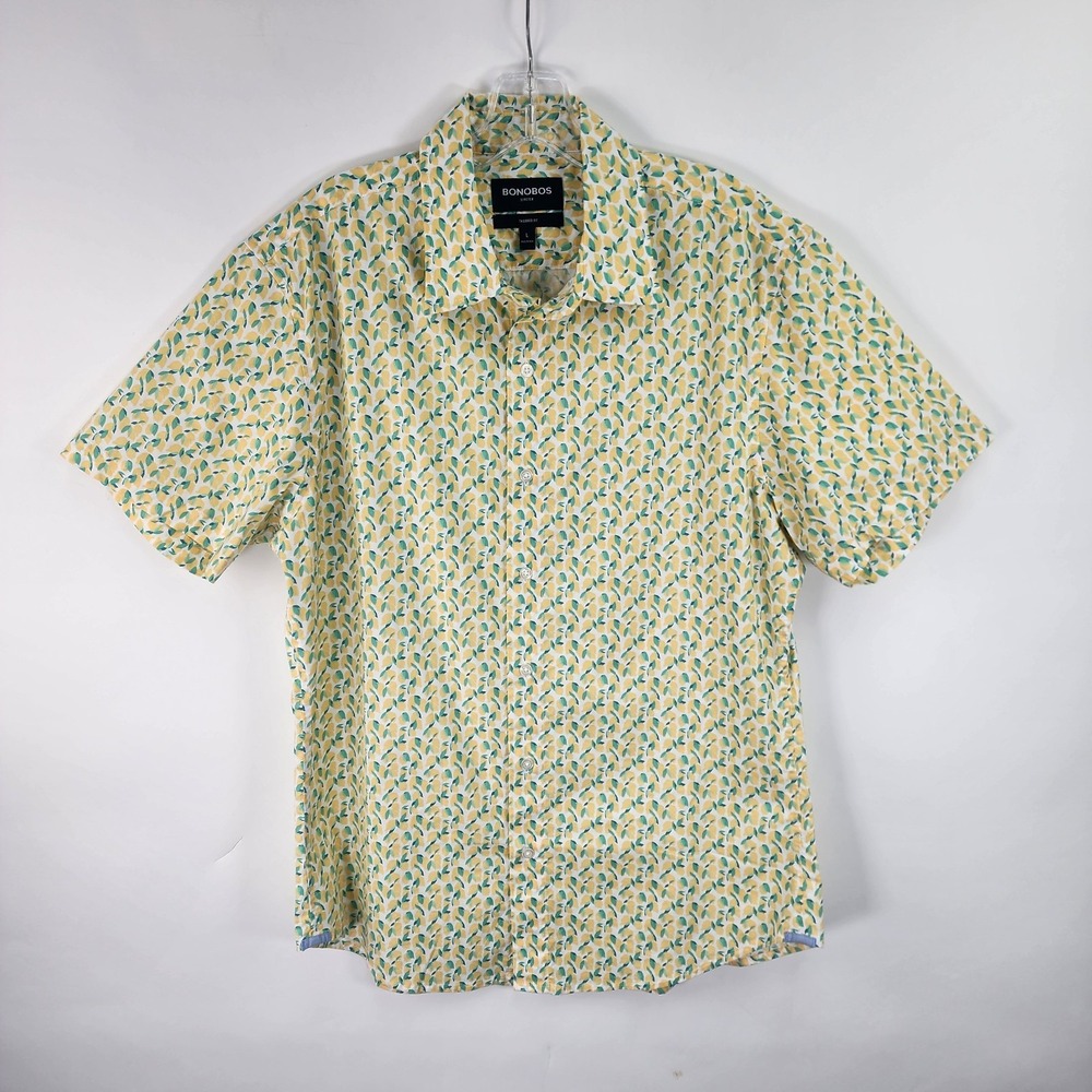 Bonobos Stretch Tailored Fit Shirt Men's L Yellow Lemon Button Up